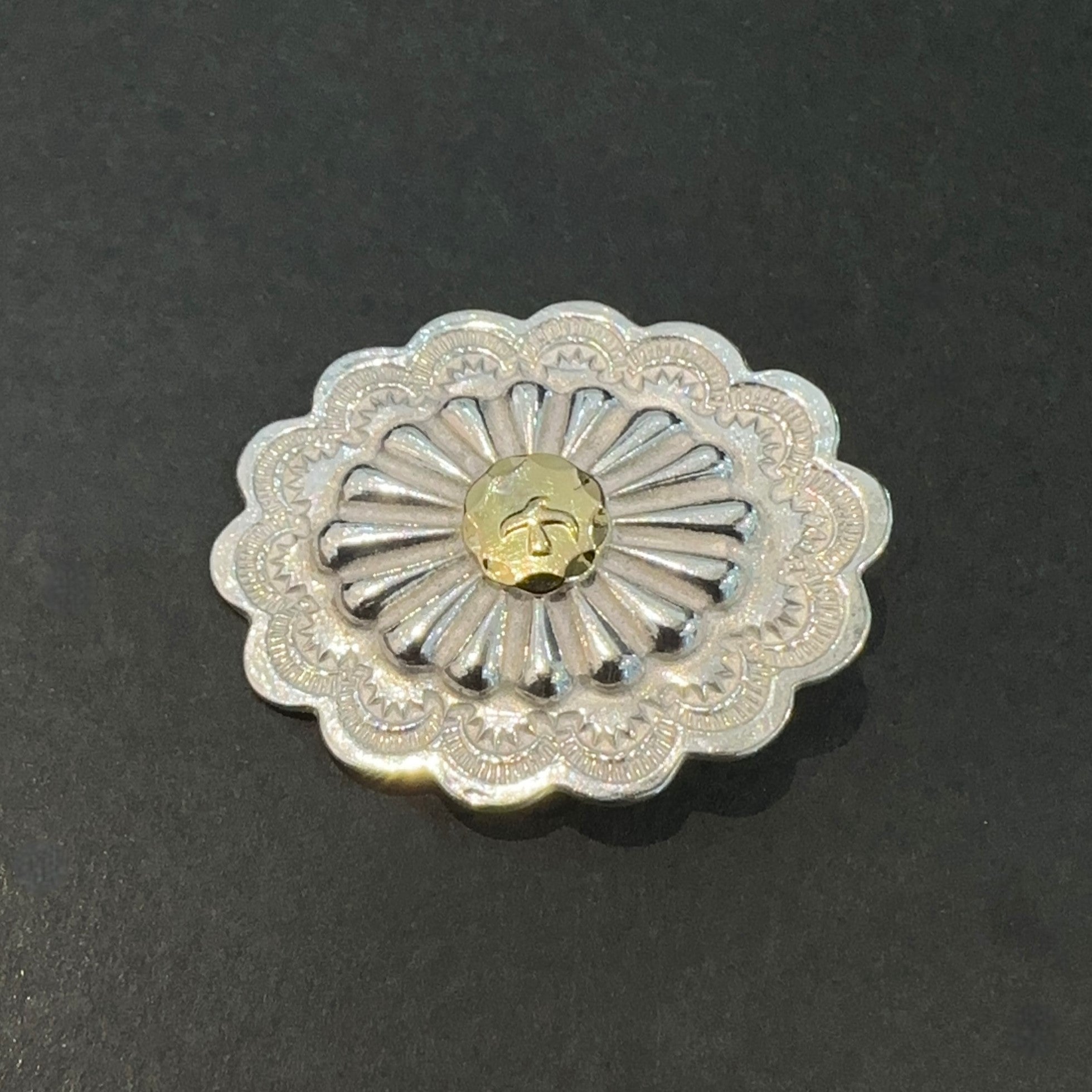 ゴローズgoro's丸形フラワーコンチョ GOROS 銀縄TQ楕円型フラワーコンチョ 横 ※マーブルターコイズ