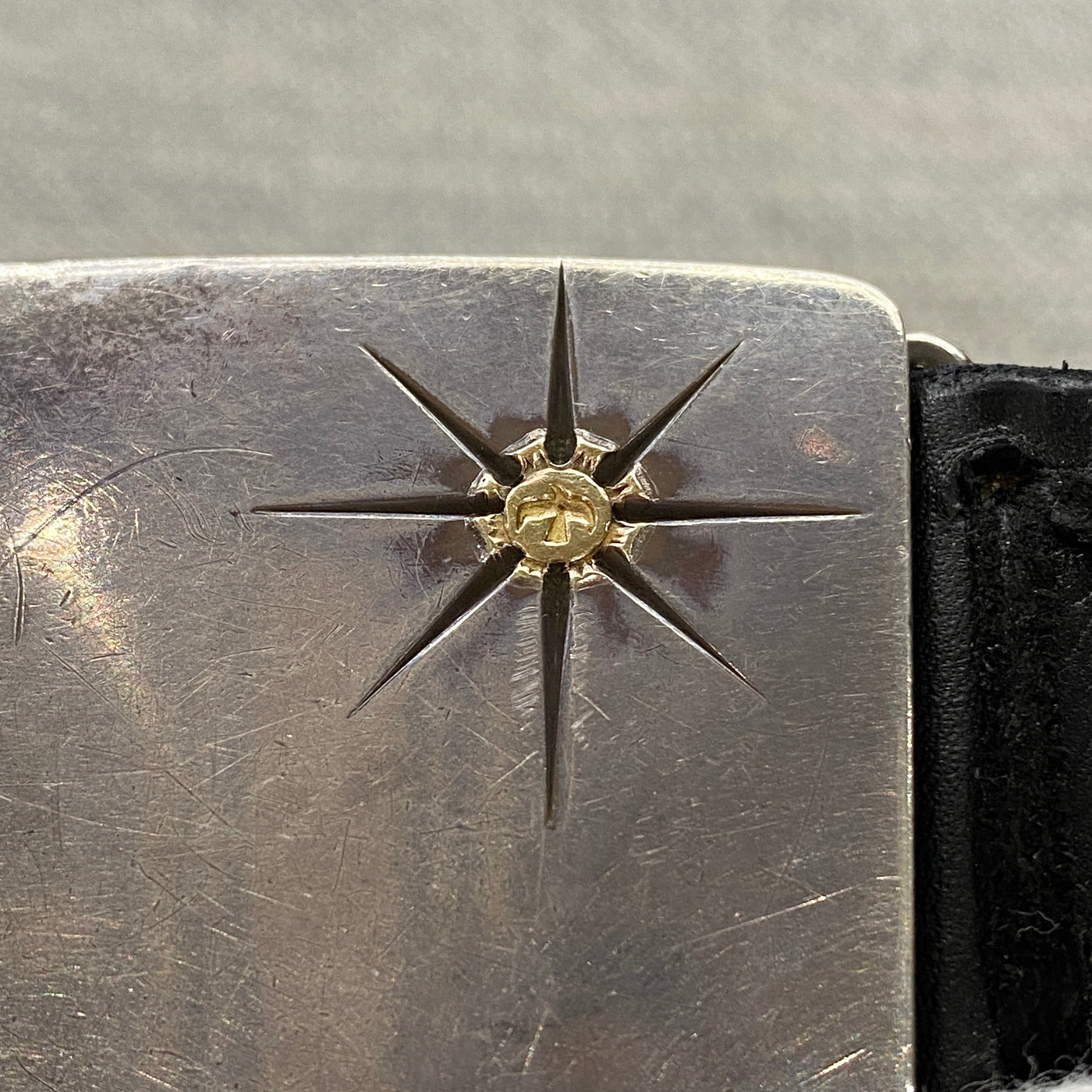 ゴローズ goro's [特注][OLD]4cm可動式角バックルベルト(黒)※ネーム、1995年号、イーグルスタンプ