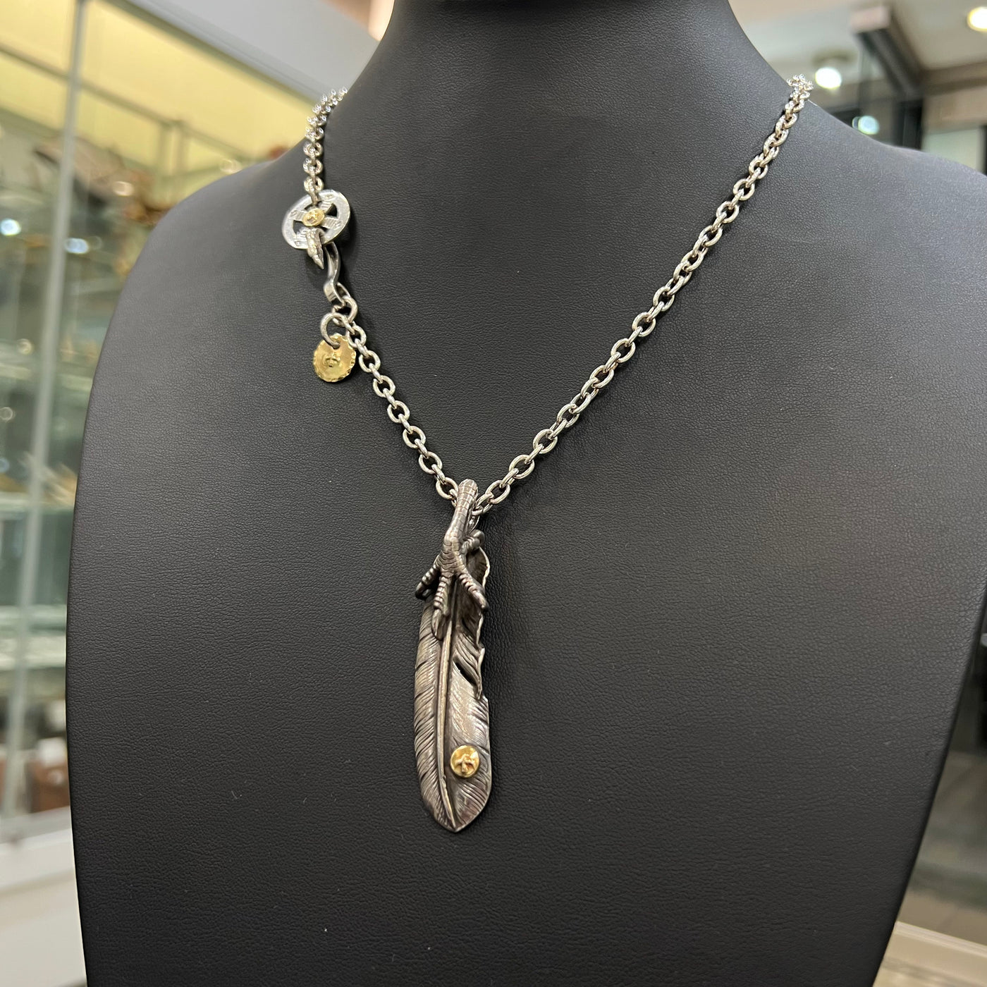 ゴローズ goro's ※特別SALE※SVツメ付特大フェザー(左)SET※目彫りフック