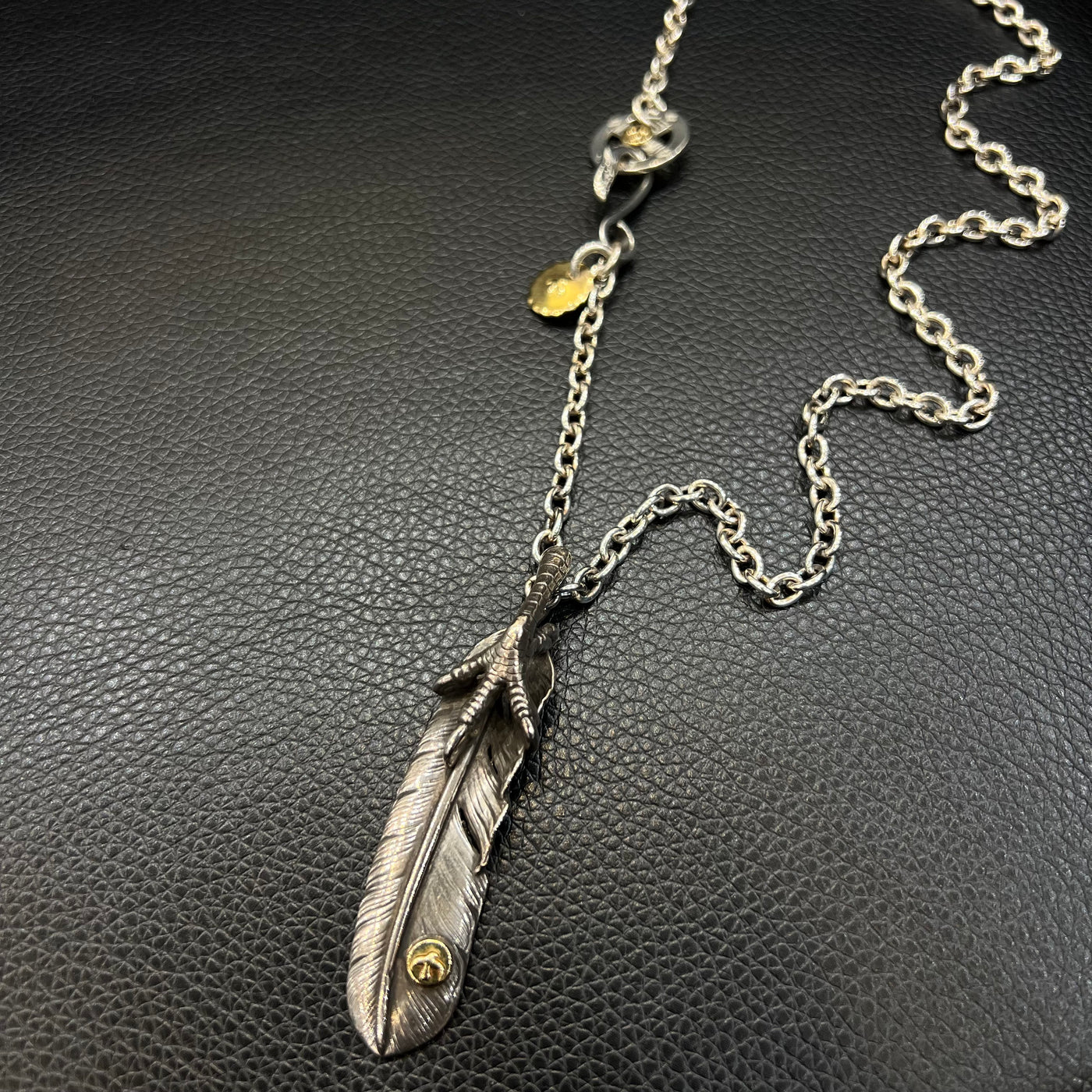 ゴローズ goro's ※特別SALE※SVツメ付特大フェザー(左)SET※目彫りフック