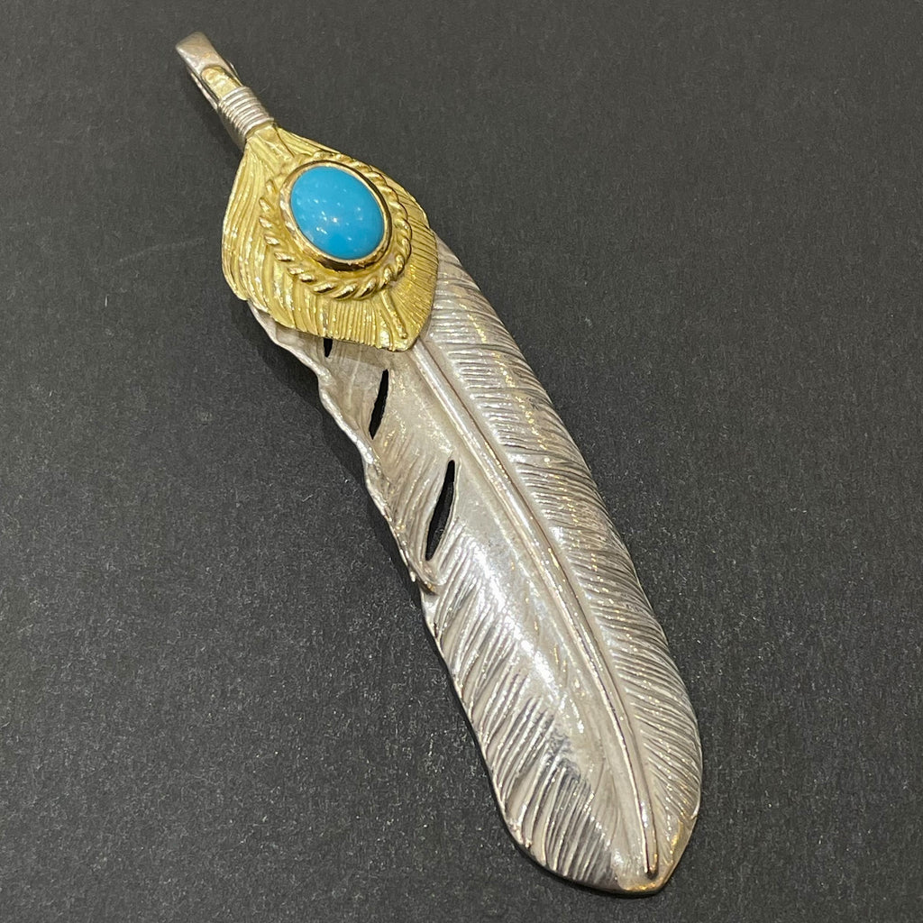 週末限定値下げ❗️goro's ゴローズ old特大フェザー　右向き ゴローズ オールド上金特大フェザー 右向き ネックレストップ メンズ