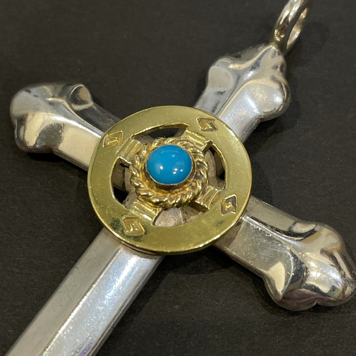 ゴローズ　金縄大ターコイズクロス ゴローズ goro's 金縄ターコイズ ローズ クロス ゴローズ 全金大