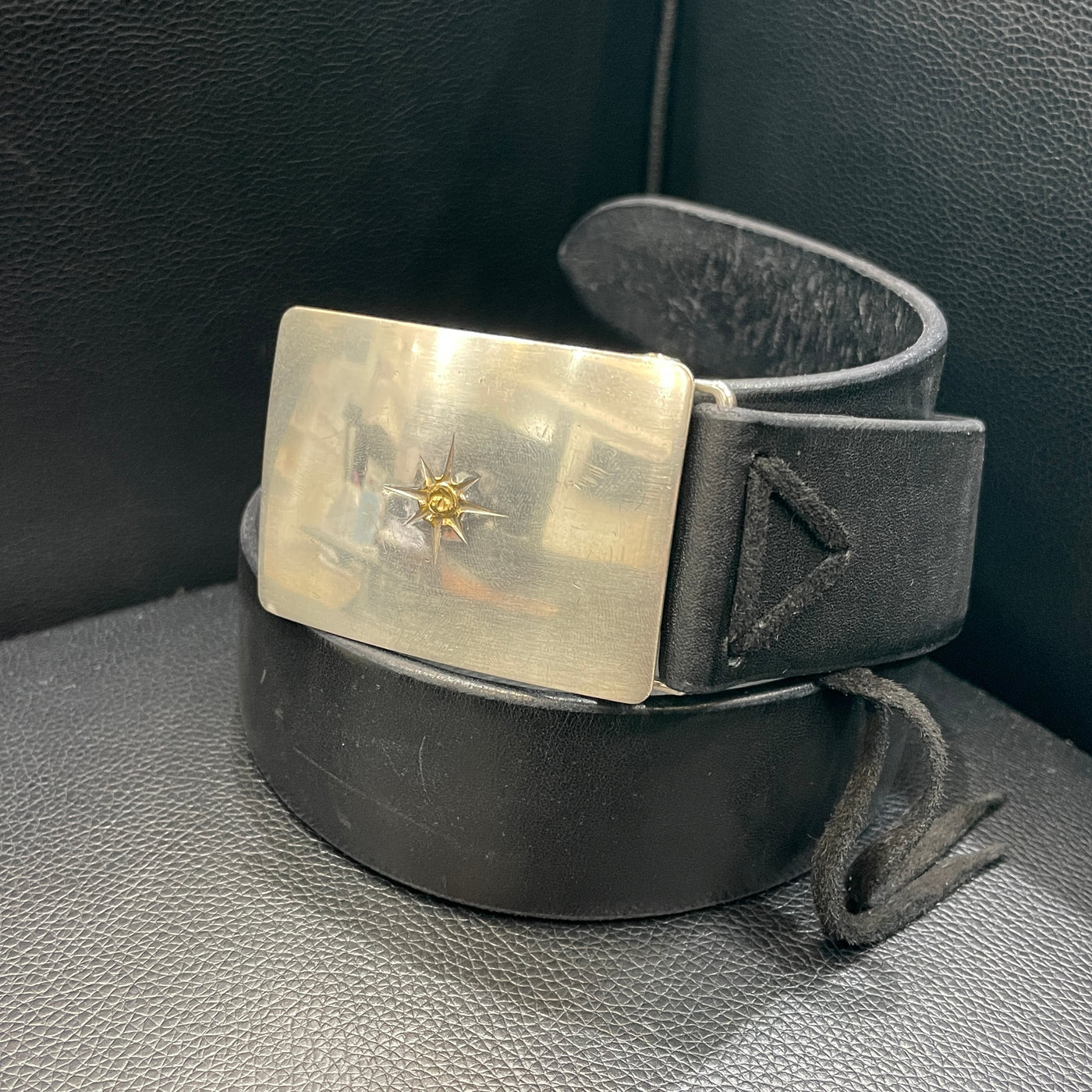 ゴローズ goro's 4cｍ可動式角バックルベルト(黒)※革新品