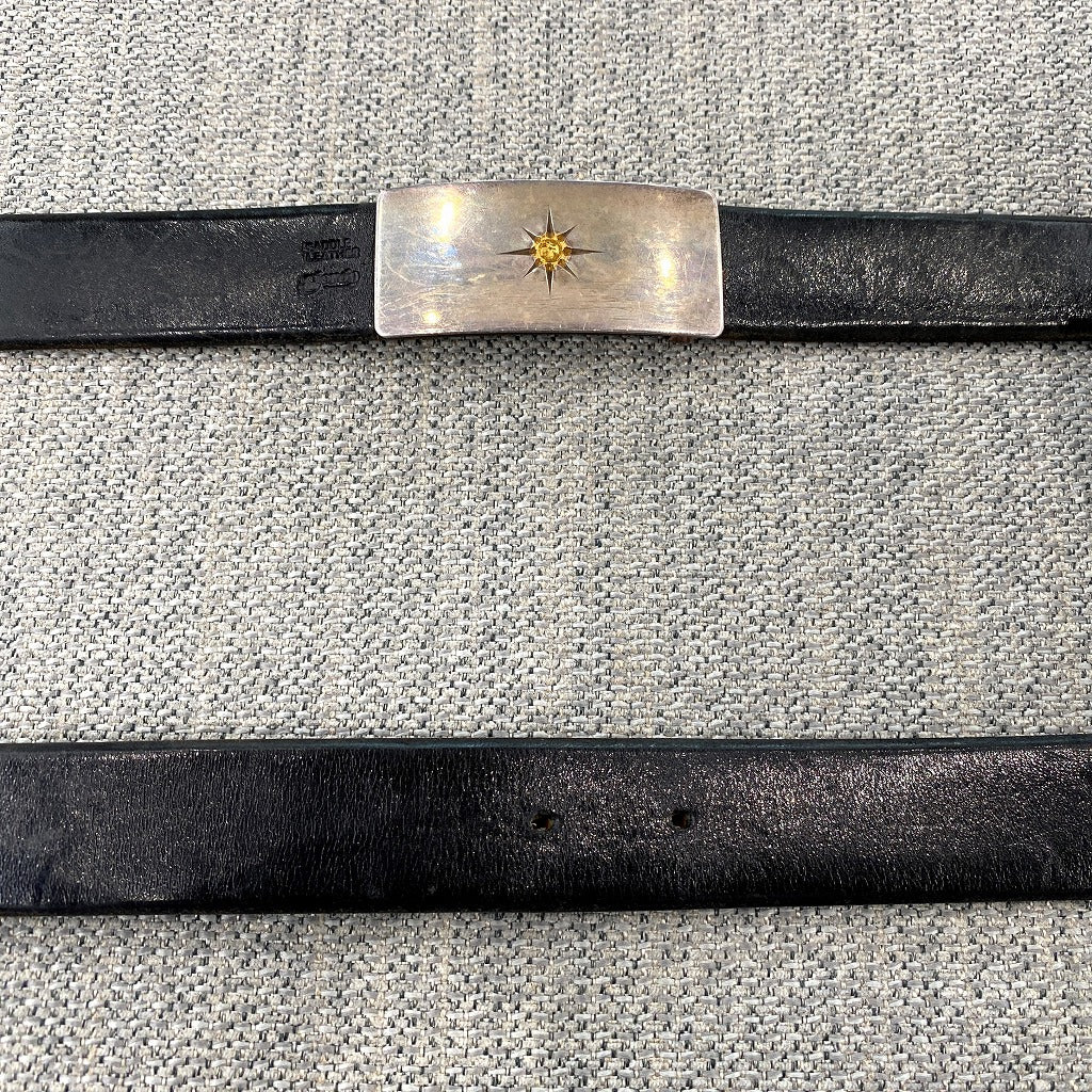 ゴローズ goro's 3cm固定式角バックルベルト(黒)
